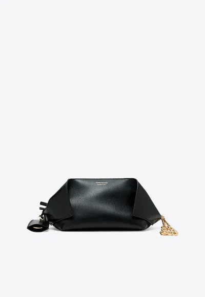 Ferragamo Logo Stamp Leather Clutch Bag