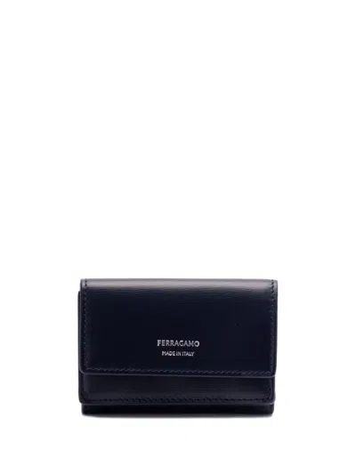 Ferragamo Logo-stamp Leather Wallet In Blue