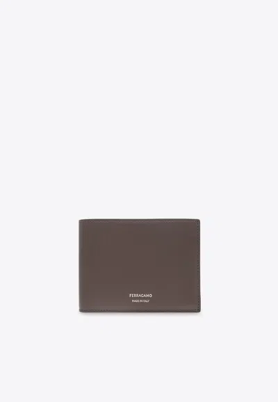 Ferragamo Logo Stamp Leather Wallet In Brown
