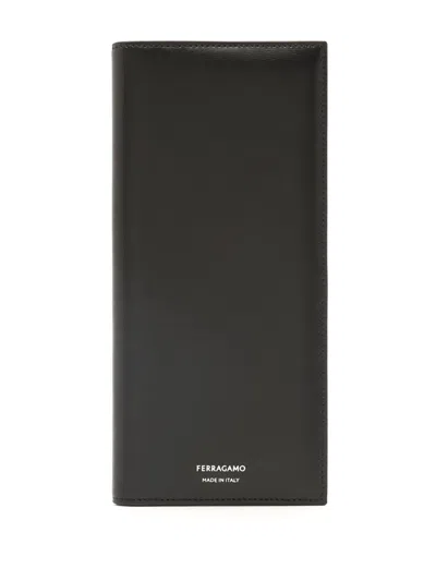 Ferragamo Logo-stamp Leather Wallet In Black