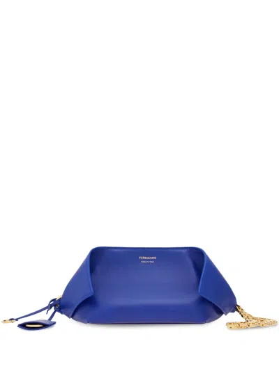 Ferragamo Logo-stamp Make Up Bag In Blue