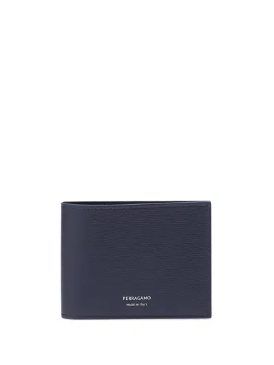 Ferragamo Logo-stamp Wallet In Blue
