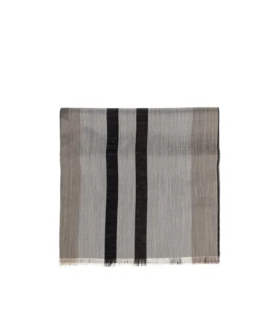 Ferragamo Logo Stripe Scarf In Gray