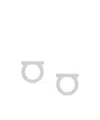 Ferragamo Gancini Stud Earrings With Glossy Gold Finish In White
