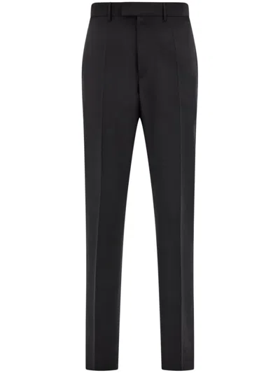 Ferragamo Logo-tag Cotton Straight-leg Trousers In Black