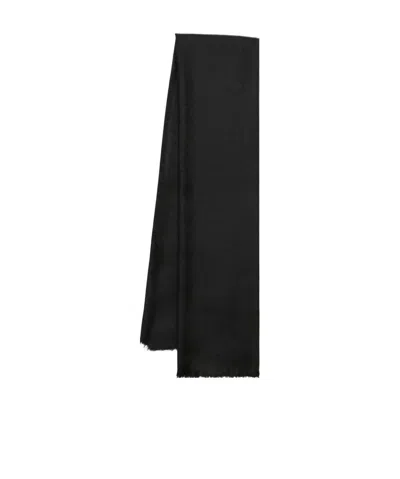 Ferragamo Logo Tassel Scarf In Black