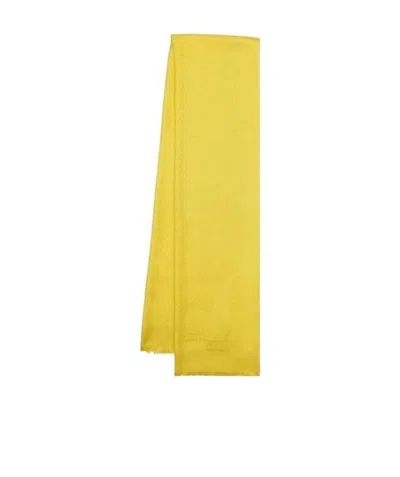 Ferragamo Logo Tassel Scarf In Yellow