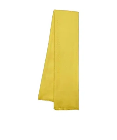 Ferragamo Logo Tassel Scarf In Yellow