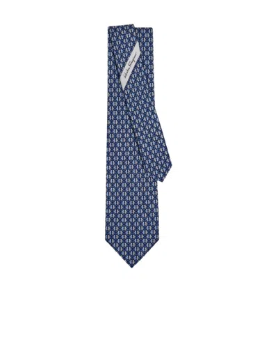Ferragamo Logo Tie In Blue