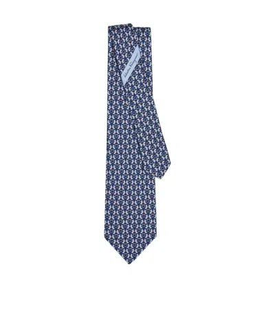 Ferragamo Logo Tie In Blue