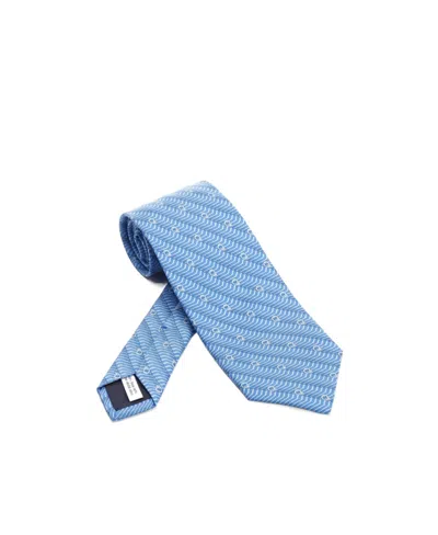 Ferragamo Logo Tie In Blue