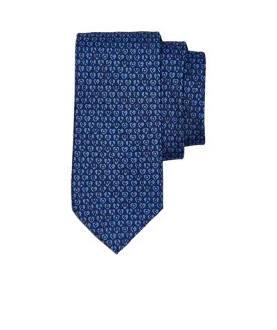 Ferragamo Logo Tie In Blue
