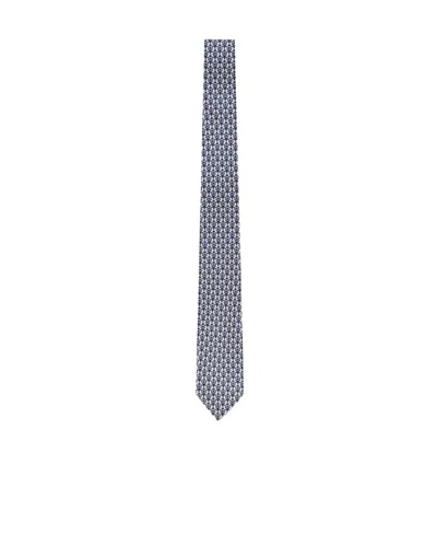 Ferragamo Logo Tie In Gray