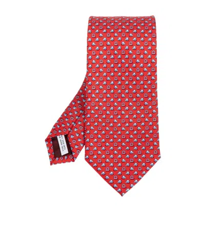Ferragamo Logo Tie In Red