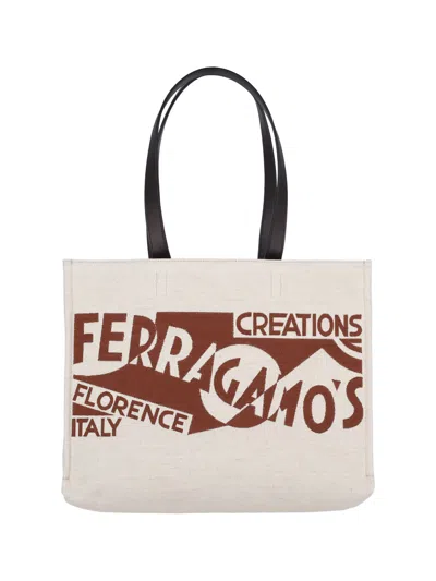 Ferragamo Logo Tote Bag In Burgundy