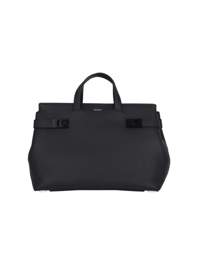 Ferragamo Logo Tote Bag In Black  