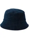 Ferragamo Patterned Textured Wide Brim Hats In Blue