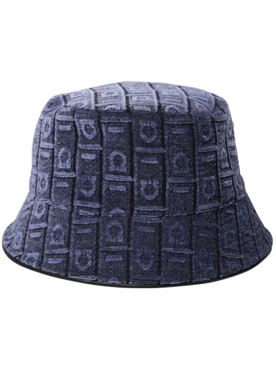 FERRAGAMO LOGO VELVET BUCKET HAT