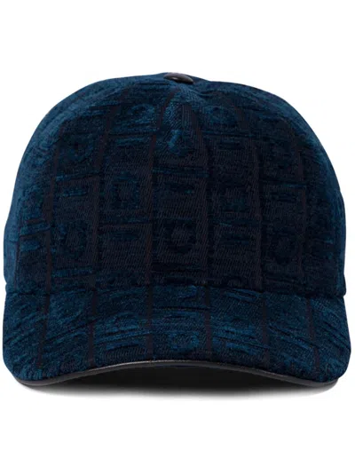 Ferragamo Velvet Logo Baseball Cap In Blue