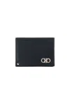 Ferragamo Gancini Bi-fold Leather Wallet In Black