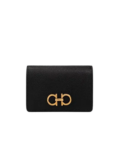 Ferragamo Logo Wallet In Black