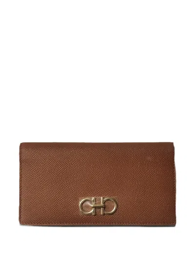 Ferragamo Logo Wallet In Brown