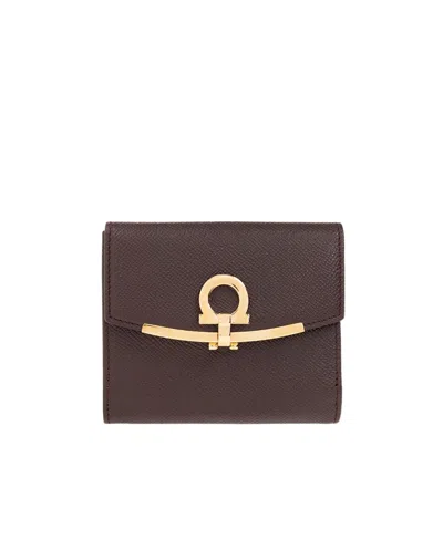 Ferragamo Logo Wallet In Brown