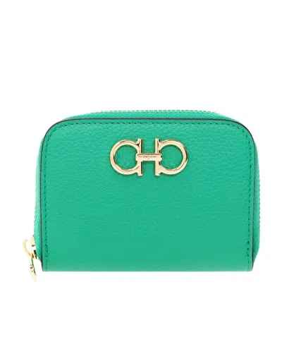 Ferragamo Logo Wallet In Green