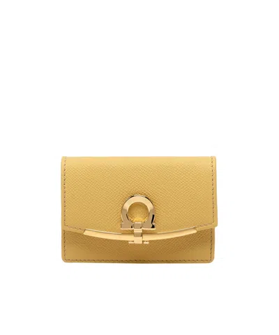 Ferragamo Logo Wallet In Yellow