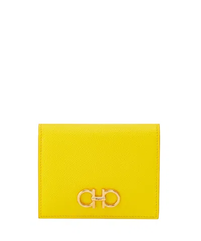 Ferragamo Logo Wallet In Yellow