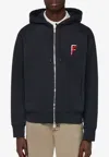 Ferragamo Logo Zip-up Hoodie In Black