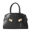 Ferragamo 'hug S' Black Handbag With Logo And Gancini Buckle In Black