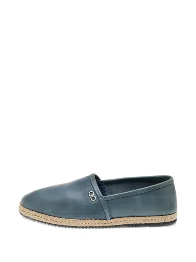 Pre-owned Ferragamo Logo-detail Slip-on Flat Espadrilles In Gray