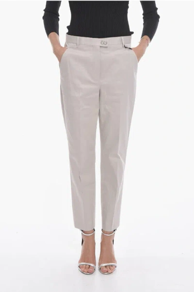 Ferragamo Logoed Button Stretch Cotton Chinos Pants