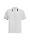 Ferragamo Striped Collar Cotton Polo Shirt In White