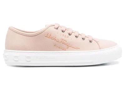 Pre-owned Ferragamo Logoembossed Lowtop Sneakers Light (women's) In Pink