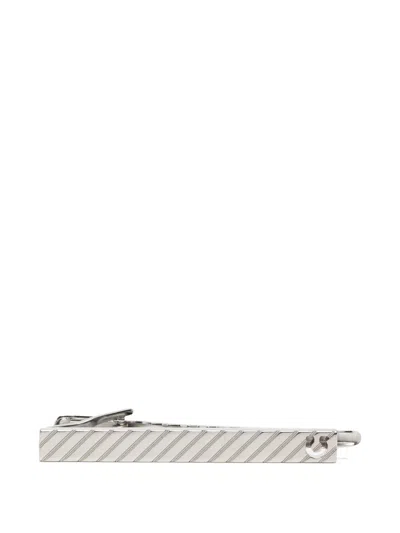 Ferragamo Logo-engraved Tie Clip In Silver