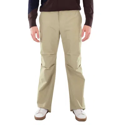 Ferragamo Logo-patch Cotton Cropped Trousers In Beige/khaki In Green