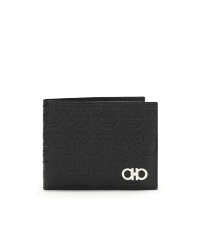 Ferragamo Logo-pattern Wallet In Black