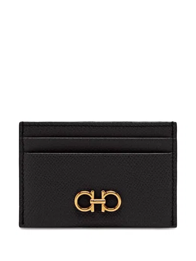 Ferragamo Logo-plaque Card Holder In Black