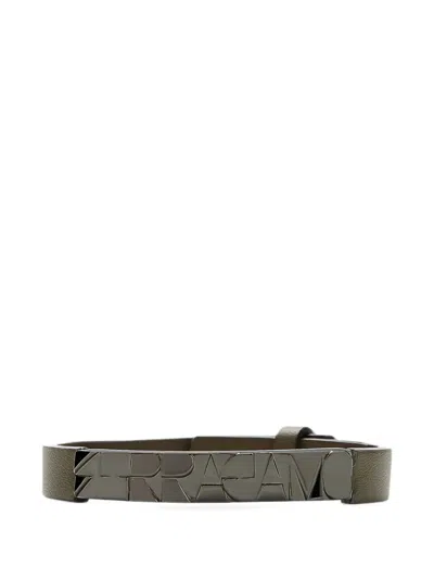 Ferragamo Logo-plaque Leather Bracelet In Yellow