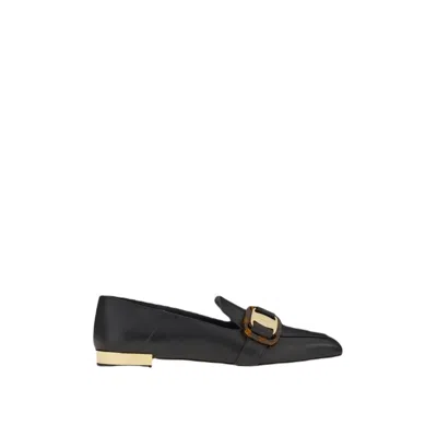 Ferragamo Logo-plaque Leather Loafers In Black