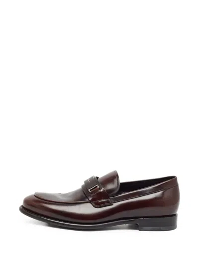 Pre-owned Ferragamo Logo-plaque Penny Loafers In Brown