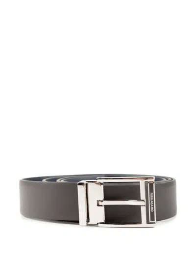 Ferragamo Logo-plaque Reversible Leather Belt In Brown