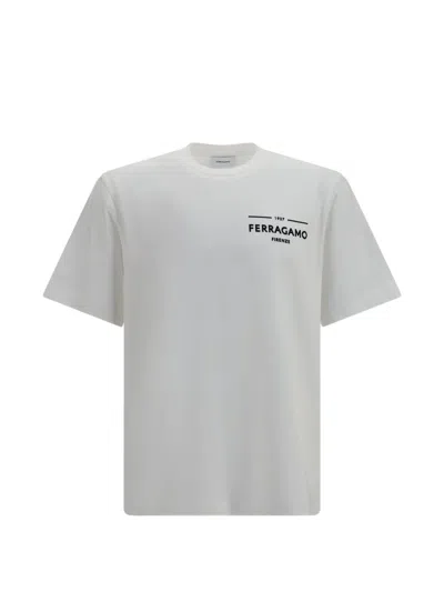 Ferragamo Cotton Crew Neck Short Sleeve Tshirt In White