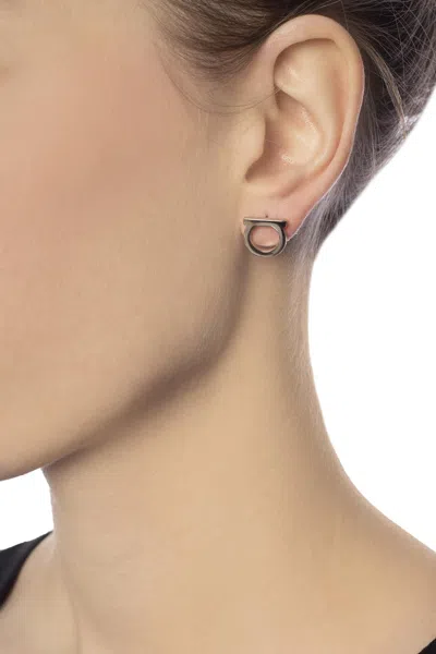 Ferragamo Logo-shaped Earrings In Gray