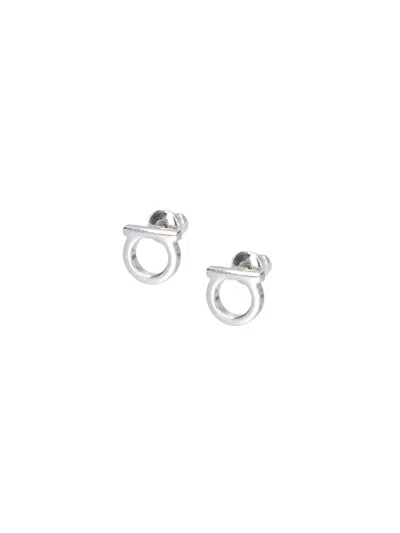 Ferragamo Logo-style Stud Earrings In Silver