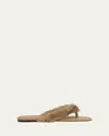 Ferragamo Loly Fur Leather Thong Sandals In Brown