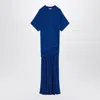 Ferragamo Long Blue Dress Draping Salvatore In Blue
