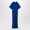 Ferragamo Long Blue Dress Draping Salvatore In Blue